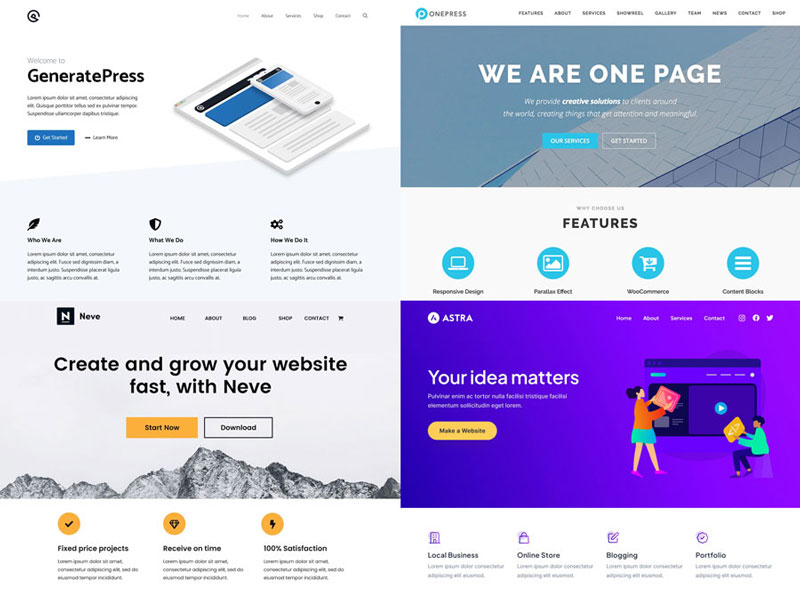 워드프레스-초기-세팅-무료-테마-WordPress-Free-Themes-WP-GeneratePress-OnePress-Neve-Astra