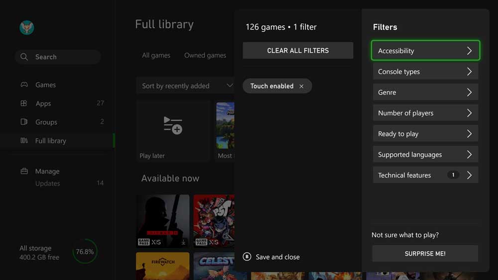 xbox-업데이트-필터링-정렬