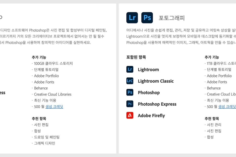 어도비-포토샵-vs-포토그래피-가격-및-멤버십-플랜-차이-요금-비교